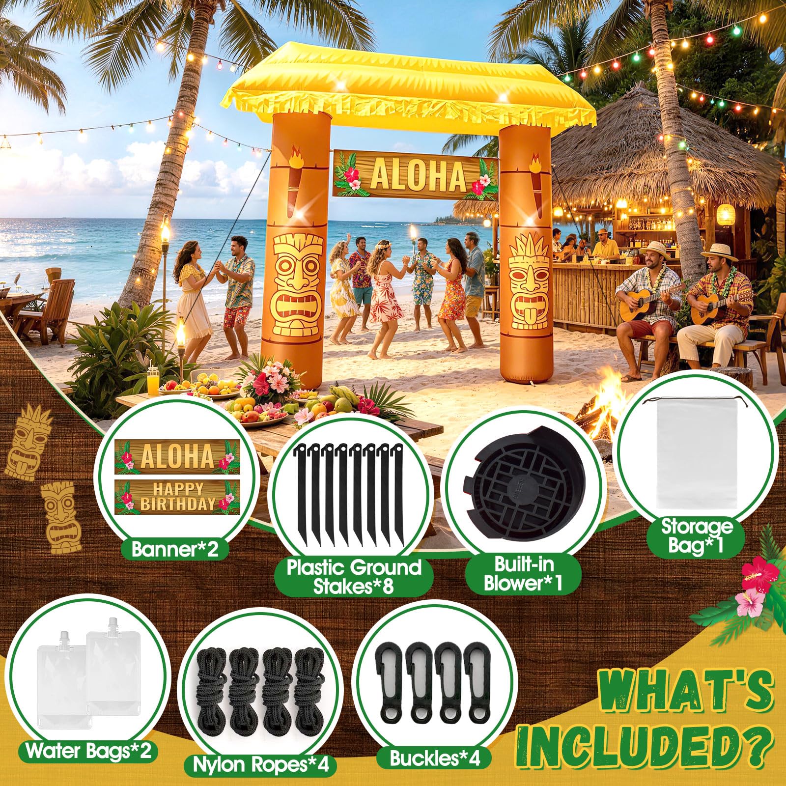 Eyourlife tiki arch used as a poolside photo backdrop for memorable shots