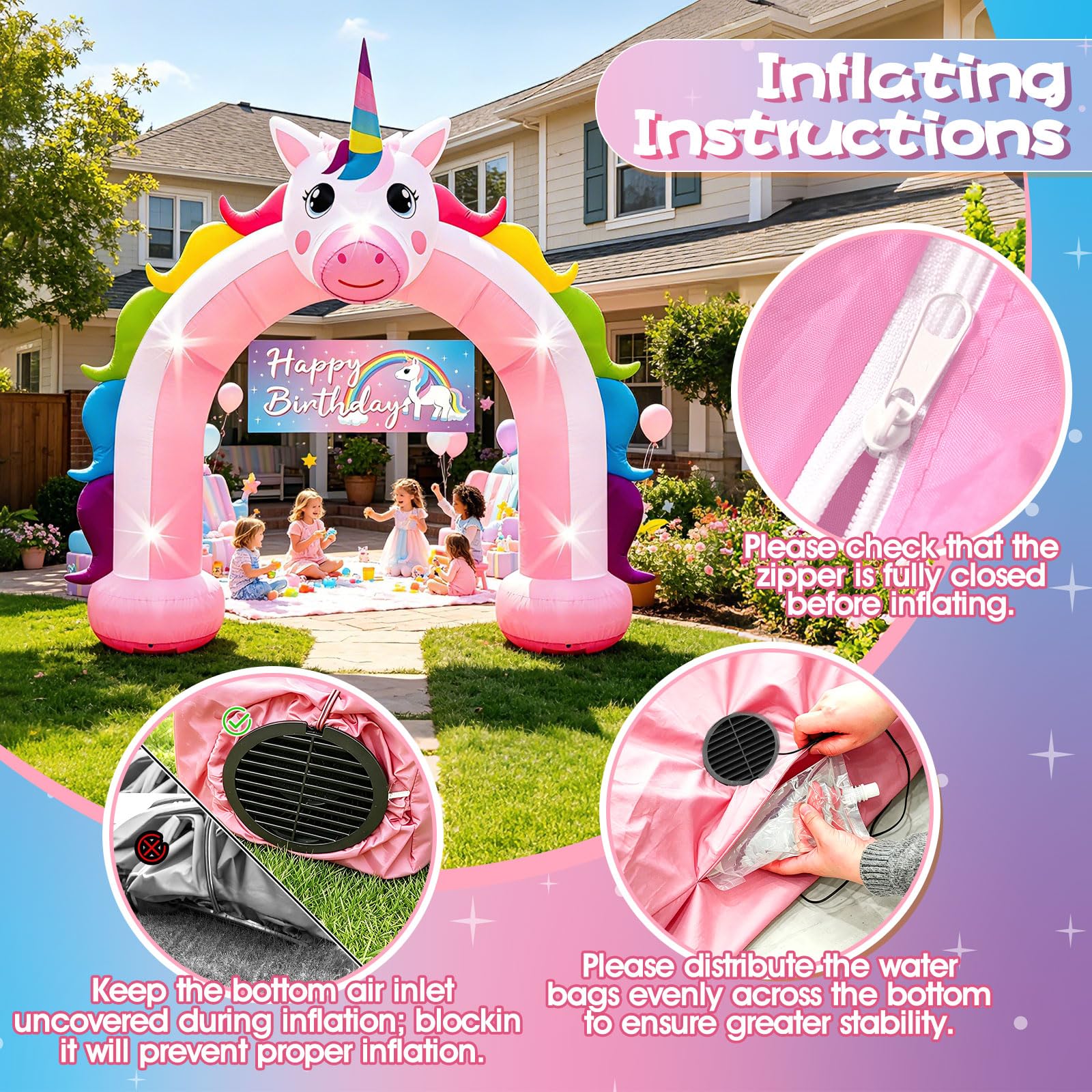 Eyourlife dreamy unicorn banner inside arch for rainbow theme