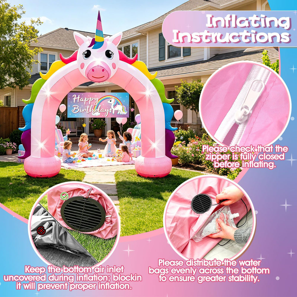 Eyourlife dreamy unicorn banner inside arch for rainbow theme