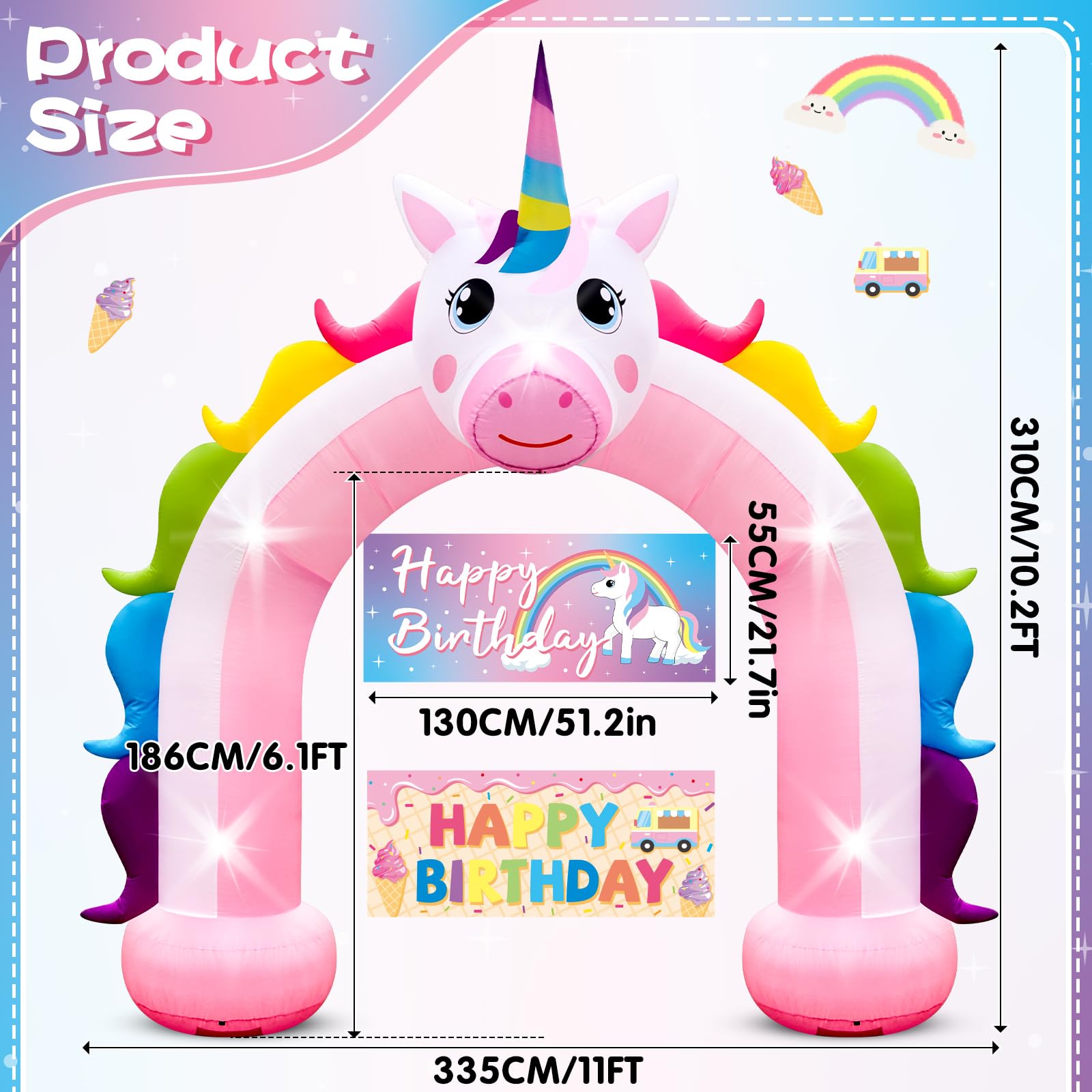 Eyourlife unicorn horn and multi-colored mane detail adding charm