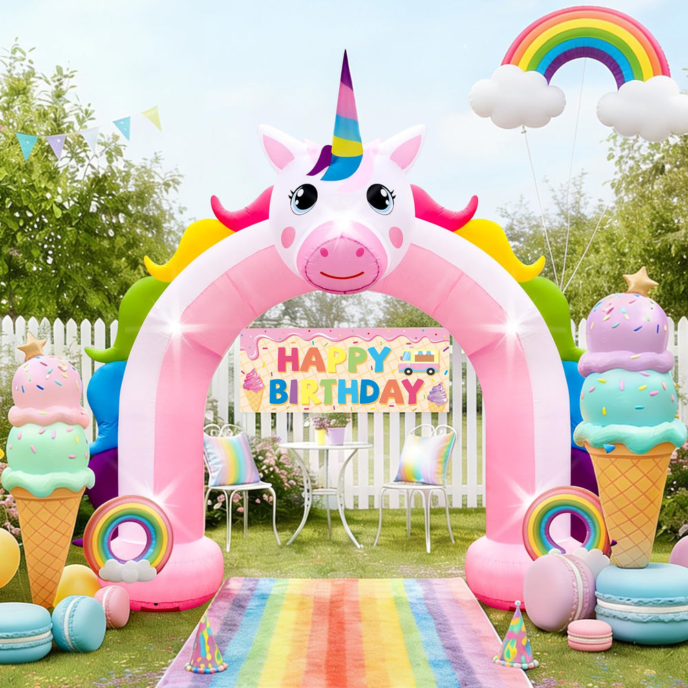 Eyourlife unicorn arch front view creating a whimsical photo backdrop