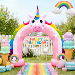 Eyourlife unicorn arch front view creating a whimsical photo backdrop
