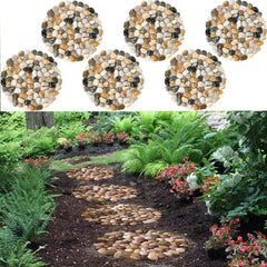 EYZH front view of six round river stone stepping stones showing design benefit