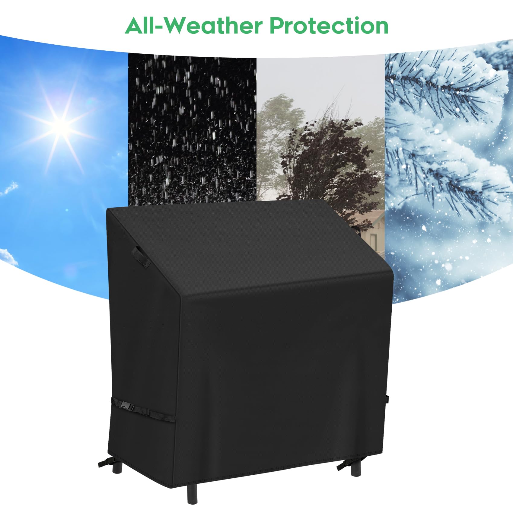 EZ-DONGTENG covered fryer standing in rain demonstrating waterproofing benefit