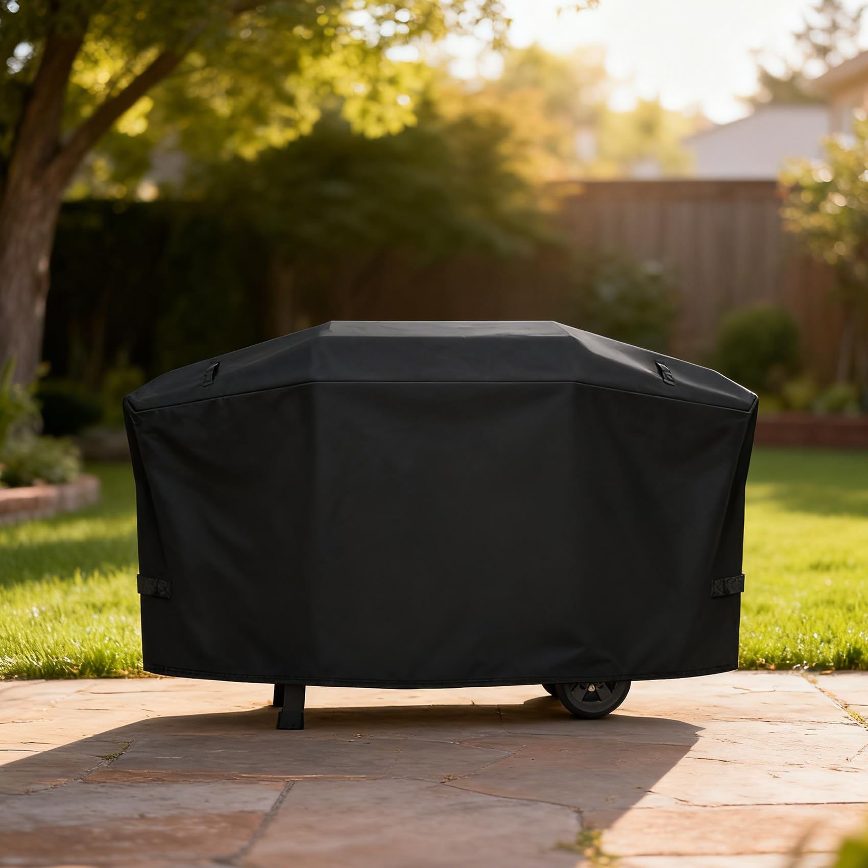 EZ-DONGTENG cover on backyard griddle showing all-weather protection and neat look