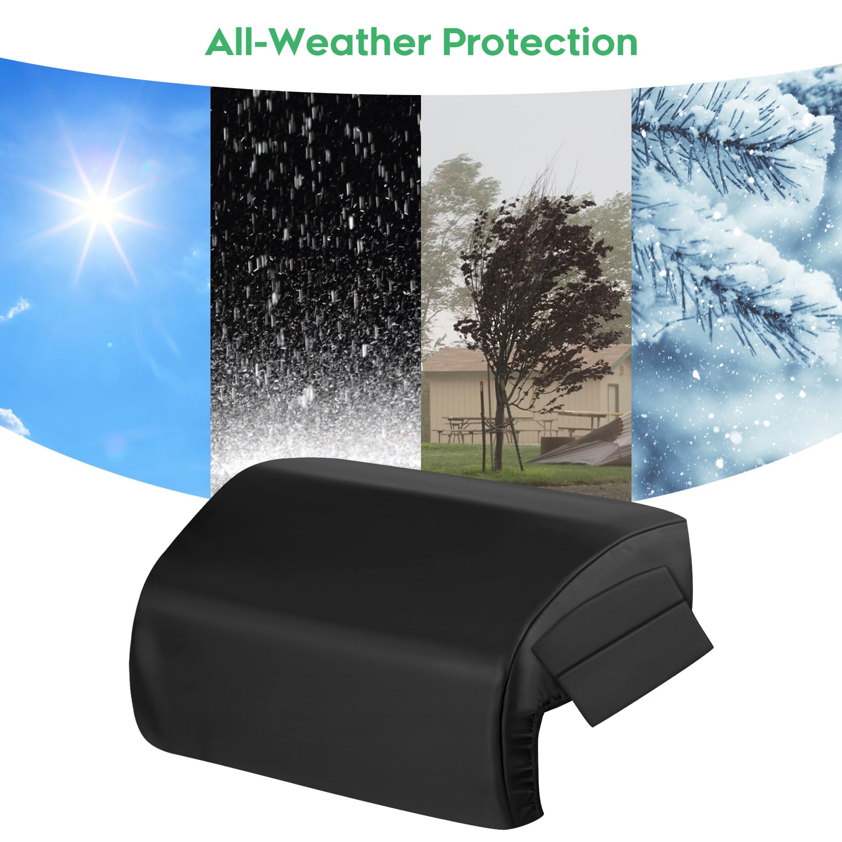 EZ-DONGTENG covered grill in rain and snow illustrating all-weather defense