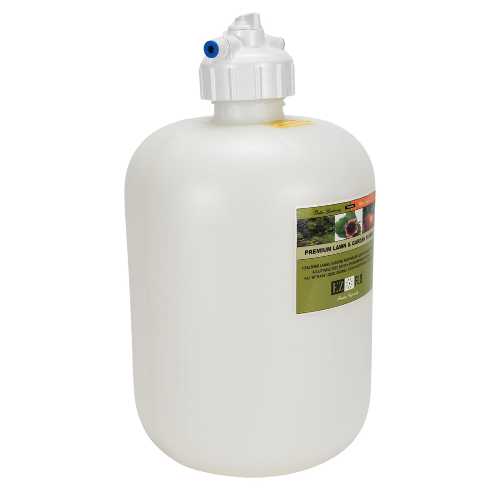EZ‑FLO next to watering can to show 2.5‑gallon capacity scale