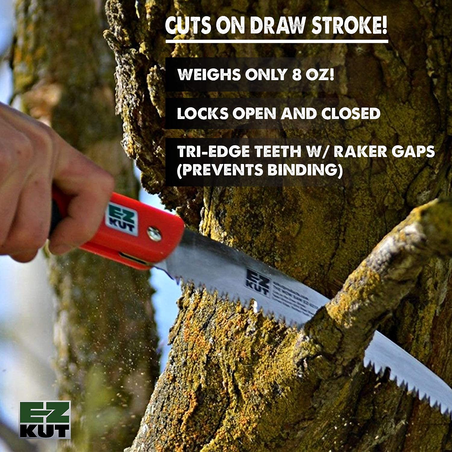 EZ Kut blade teeth and slots macro showing sap-reducing tooth pattern