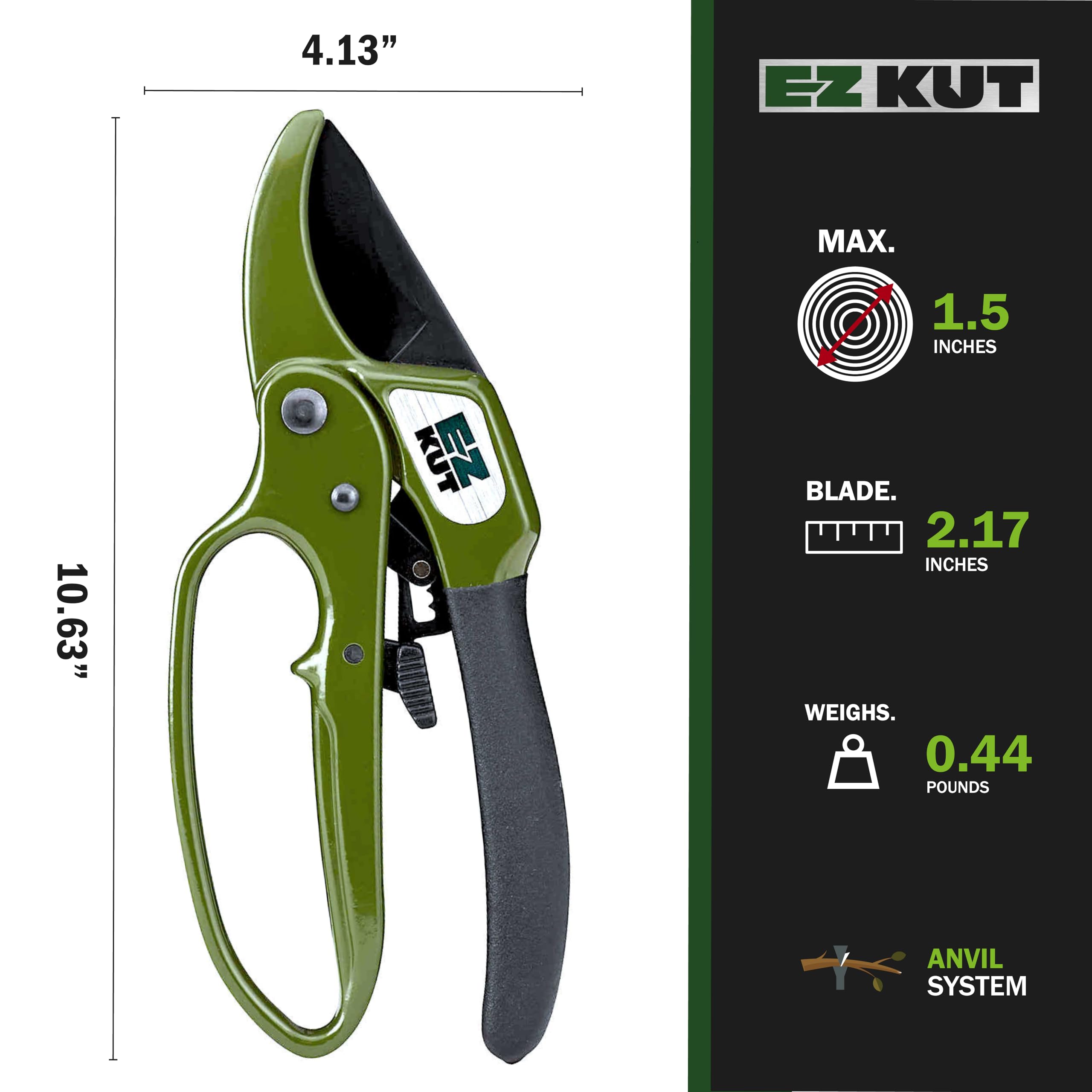 EZ Kut cutting a 1.5 inch branch demonstrating power and precision