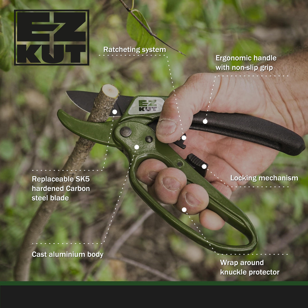EZ Kut cushioned non-slip handle detail delivering comfort and reduced fatigue