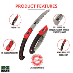 EZ Kut open curved blade highlighting cutting arc for faster pruning