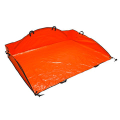 EZ Leaf Hauler front view showing full 5x7 tarp and benefits