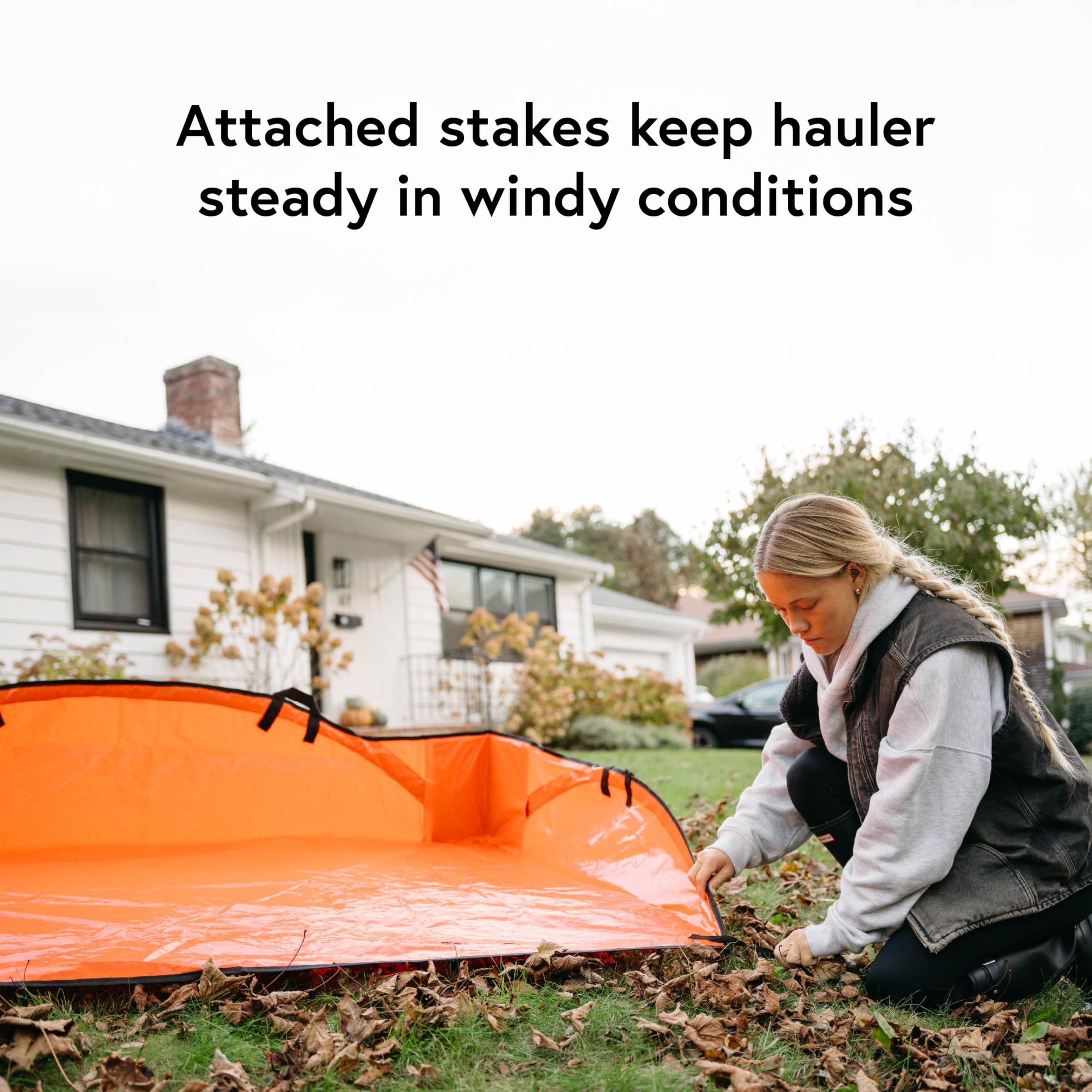 EZ Leaf Hauler close-up of reinforced handle showing secure lifting grip