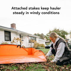 EZ Leaf Hauler close-up of reinforced handle showing secure lifting grip