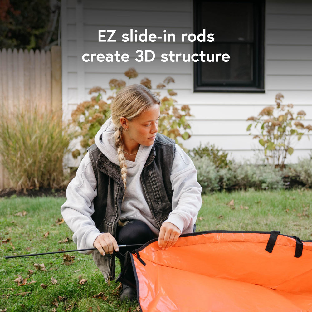 EZ Leaf Hauler loaded with leaves showing debris containment benefit