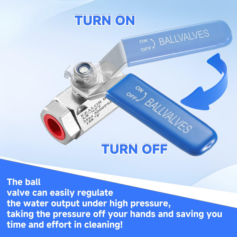 EZALOR close-up of extended handle for easy one-handed shutoff and faster workflow