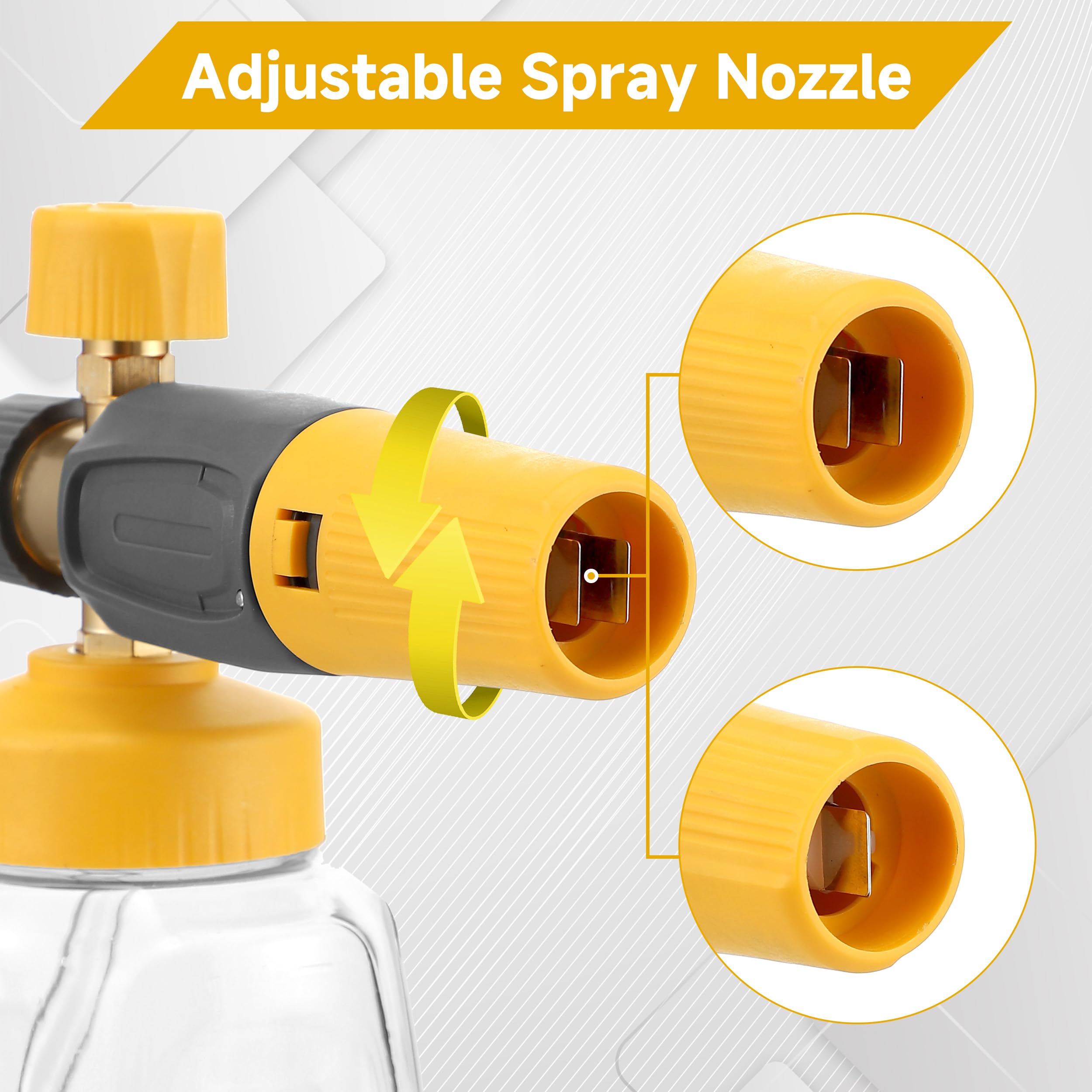 EZALOR front nozzle rotated between jet and fan spray for versatile cleaning