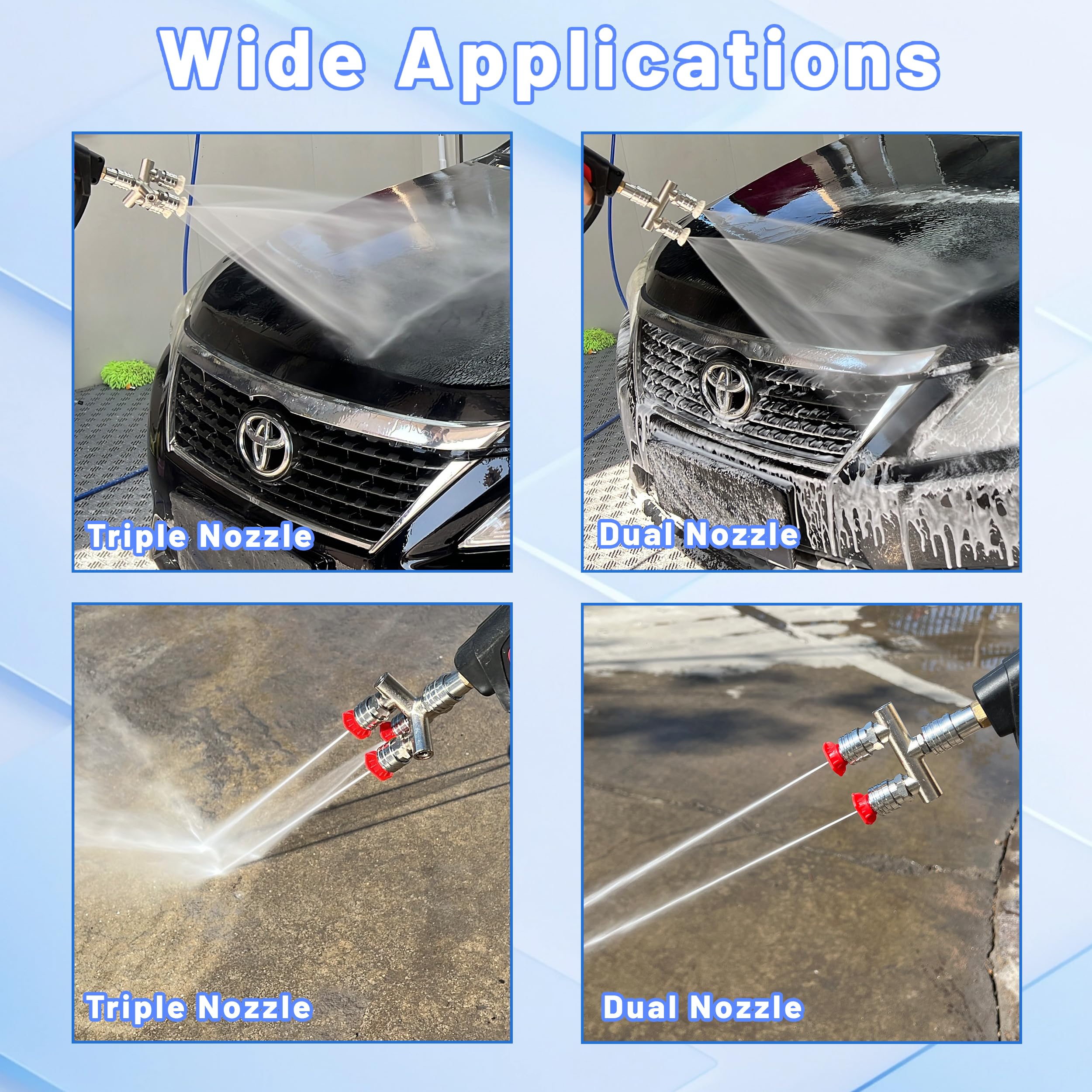 EZALOR mounted on pressure-washer wand in use for faster wider cleaning