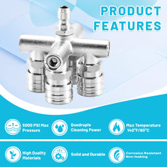 EZALOR four color-coded nozzles laid out showing angle variety for versatile cleaning