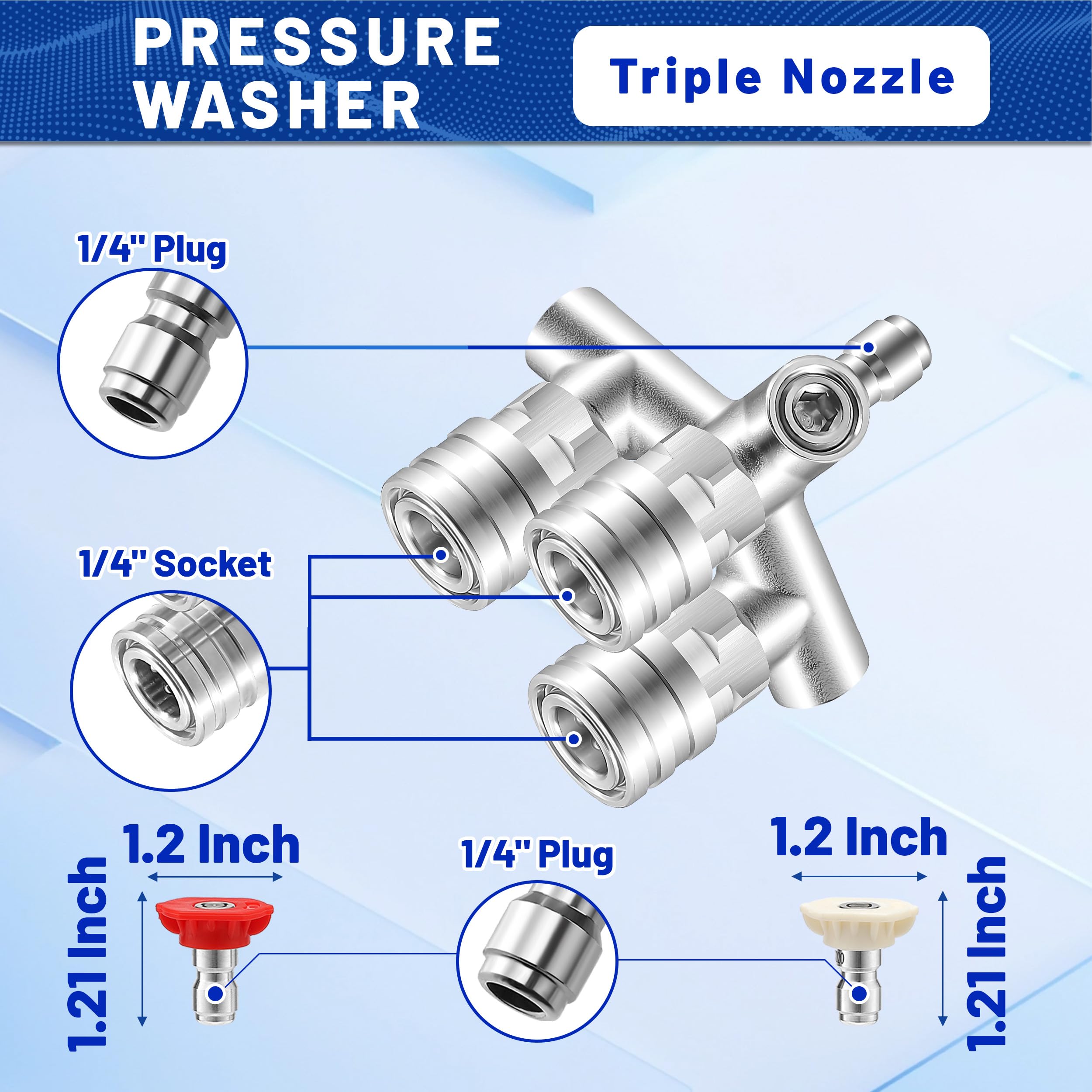 EZALOR 1/4-inch quick-connect fitting detail for fast secure attachment