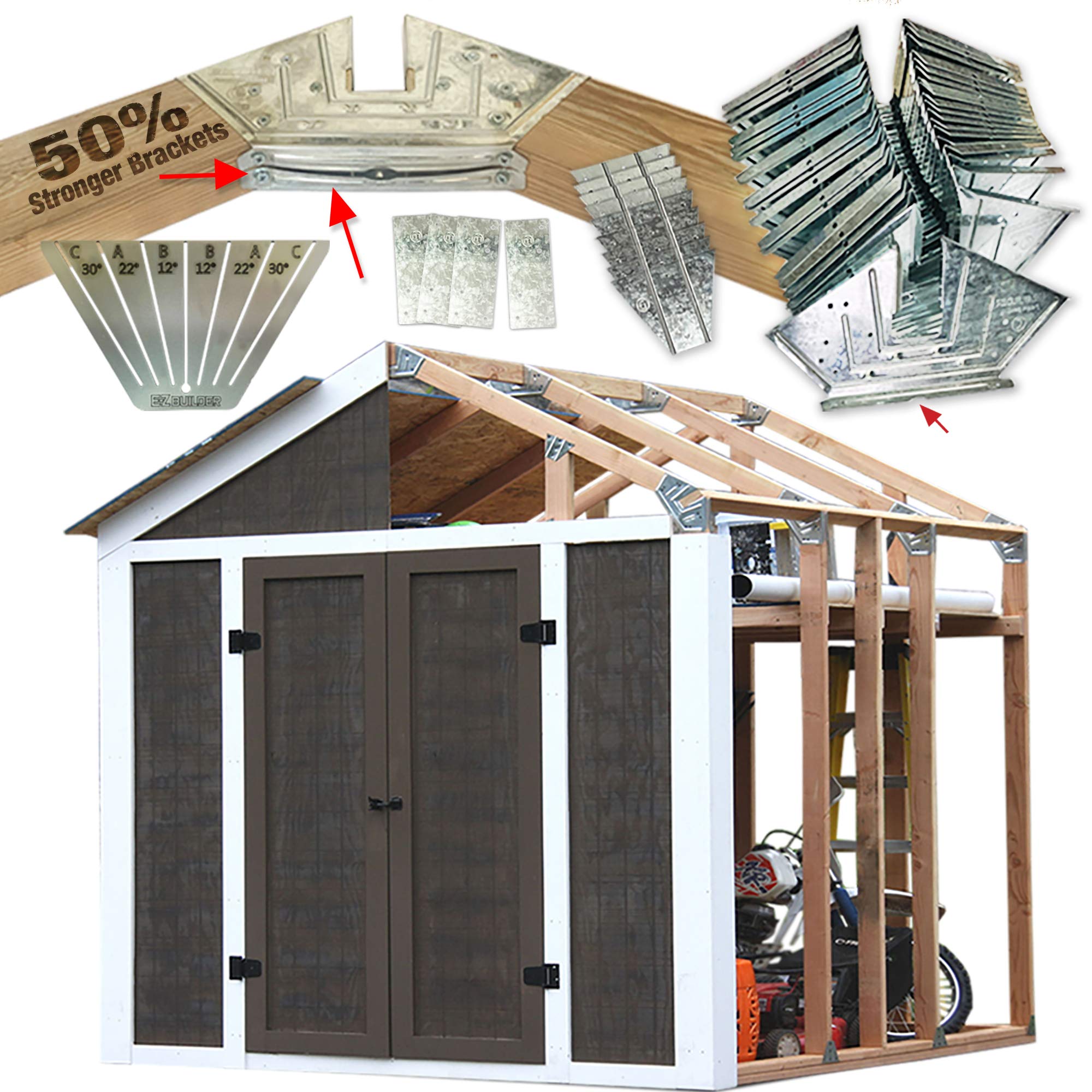 EZ BUILDER front assembled shed framing shows fast, sturdy build