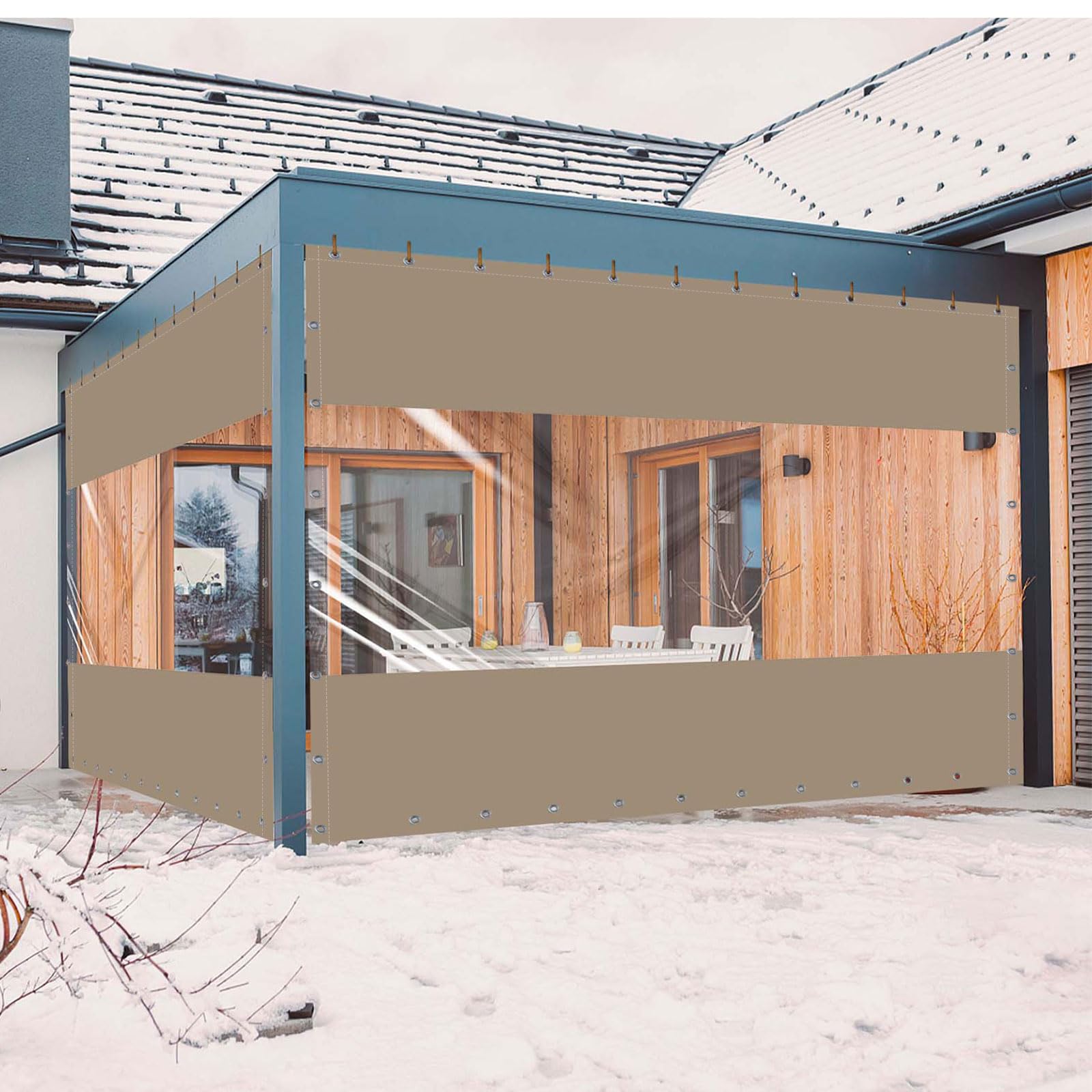 Ezcasch front panel beige installed, durable weather protection