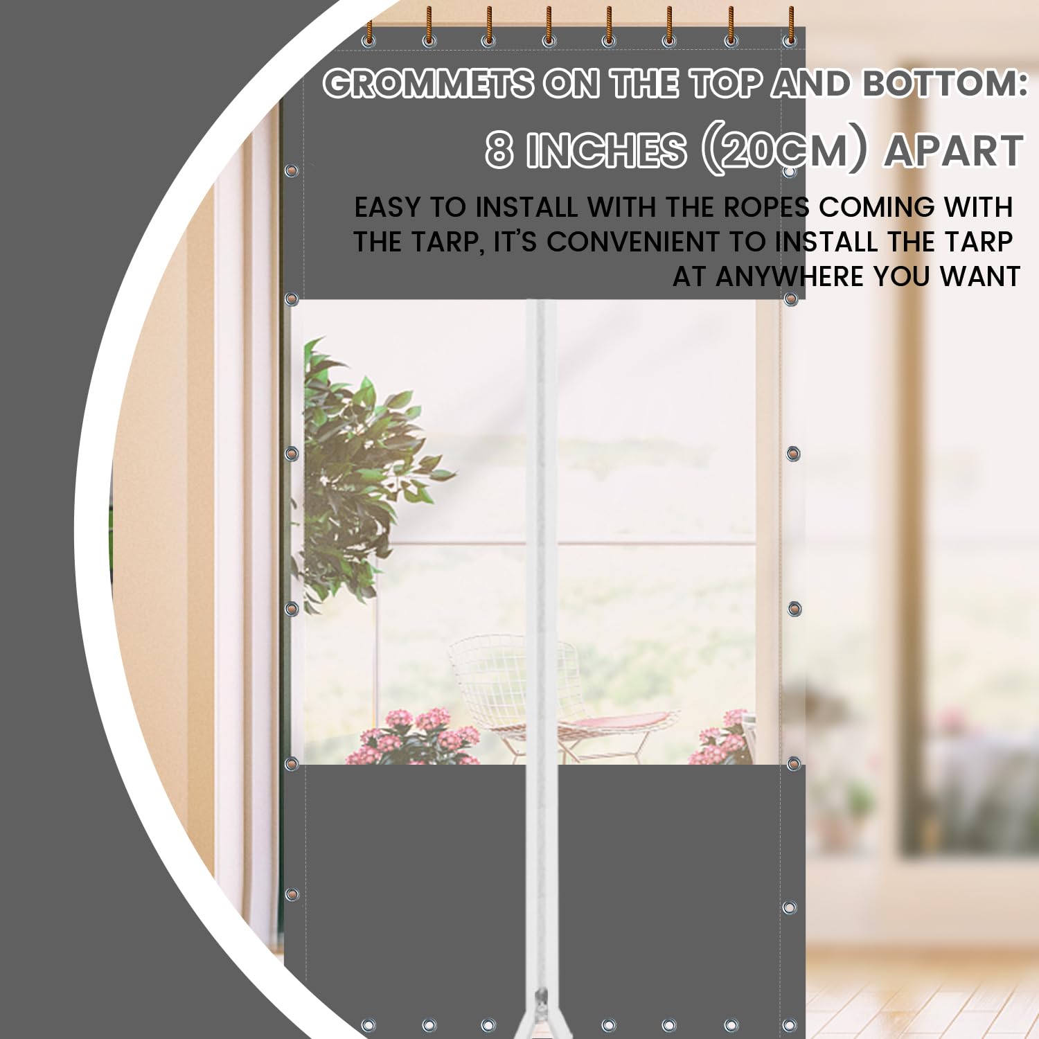 Ezcasch rustproof grommet and top edge showing secure hanging points