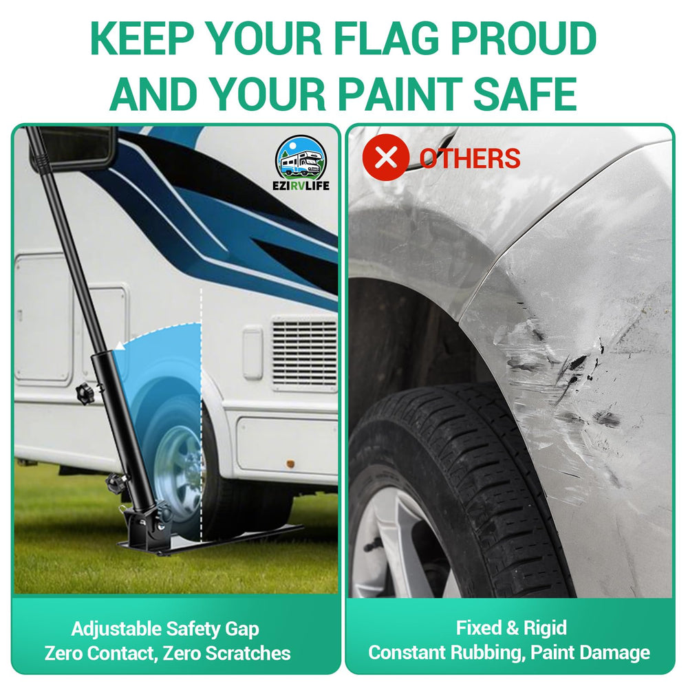 EZIRVLIFE assembled 10ft pole mounted on truck tailgate showing visibility benefit strong display