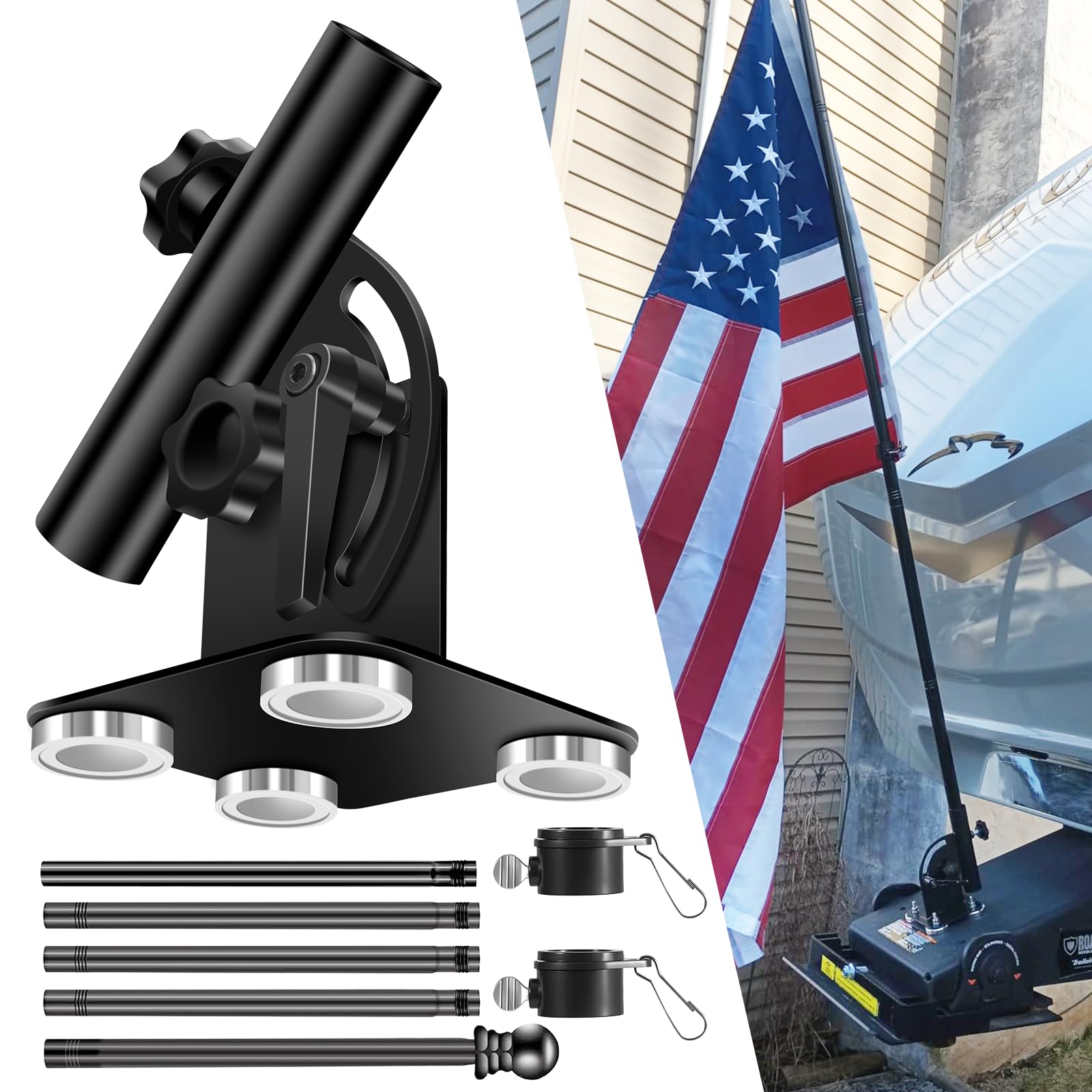 EZIRVLIFE front view flag mounted showing secure display and visibility