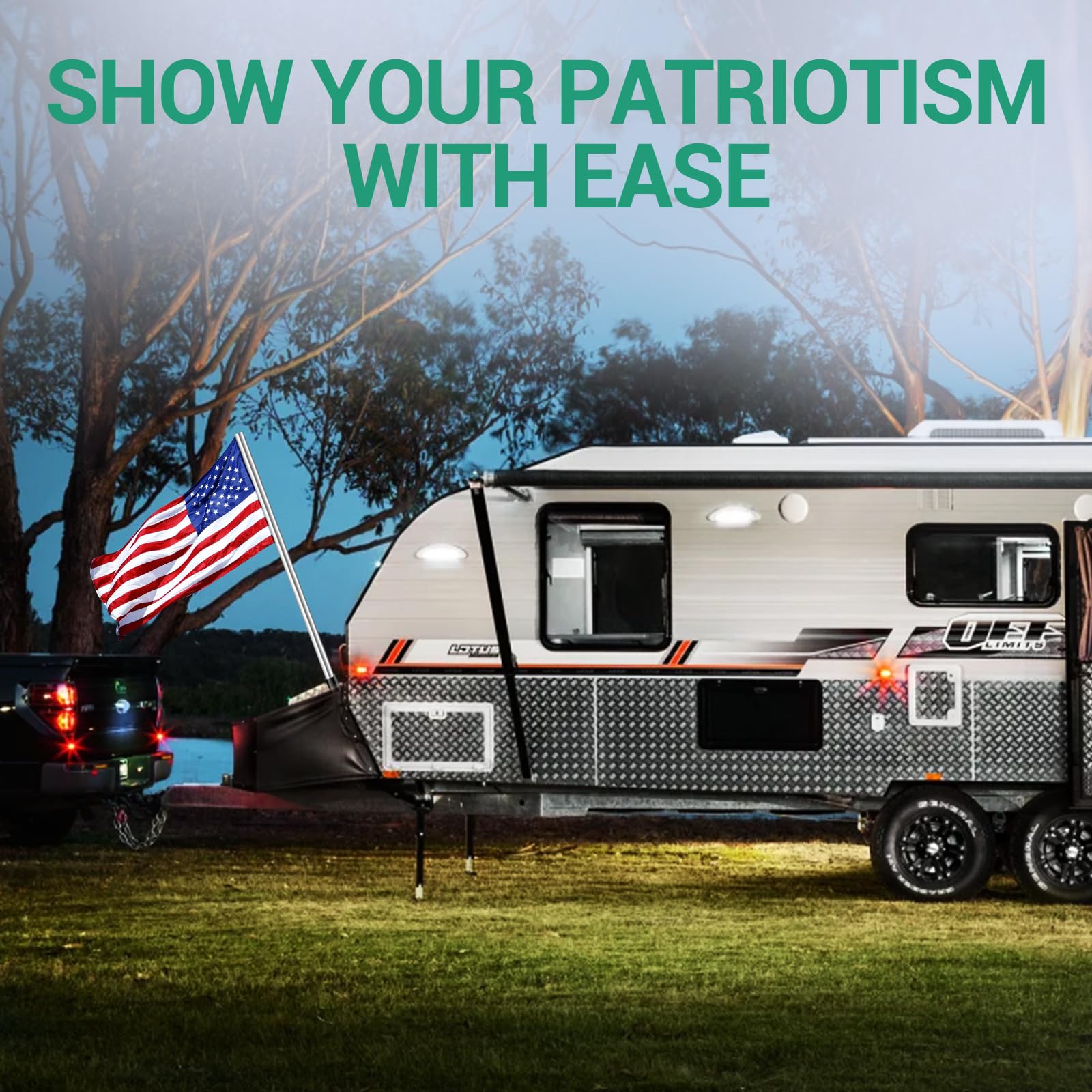 EZIRVLIFE lifestyle campsite display showing proud flag visibility