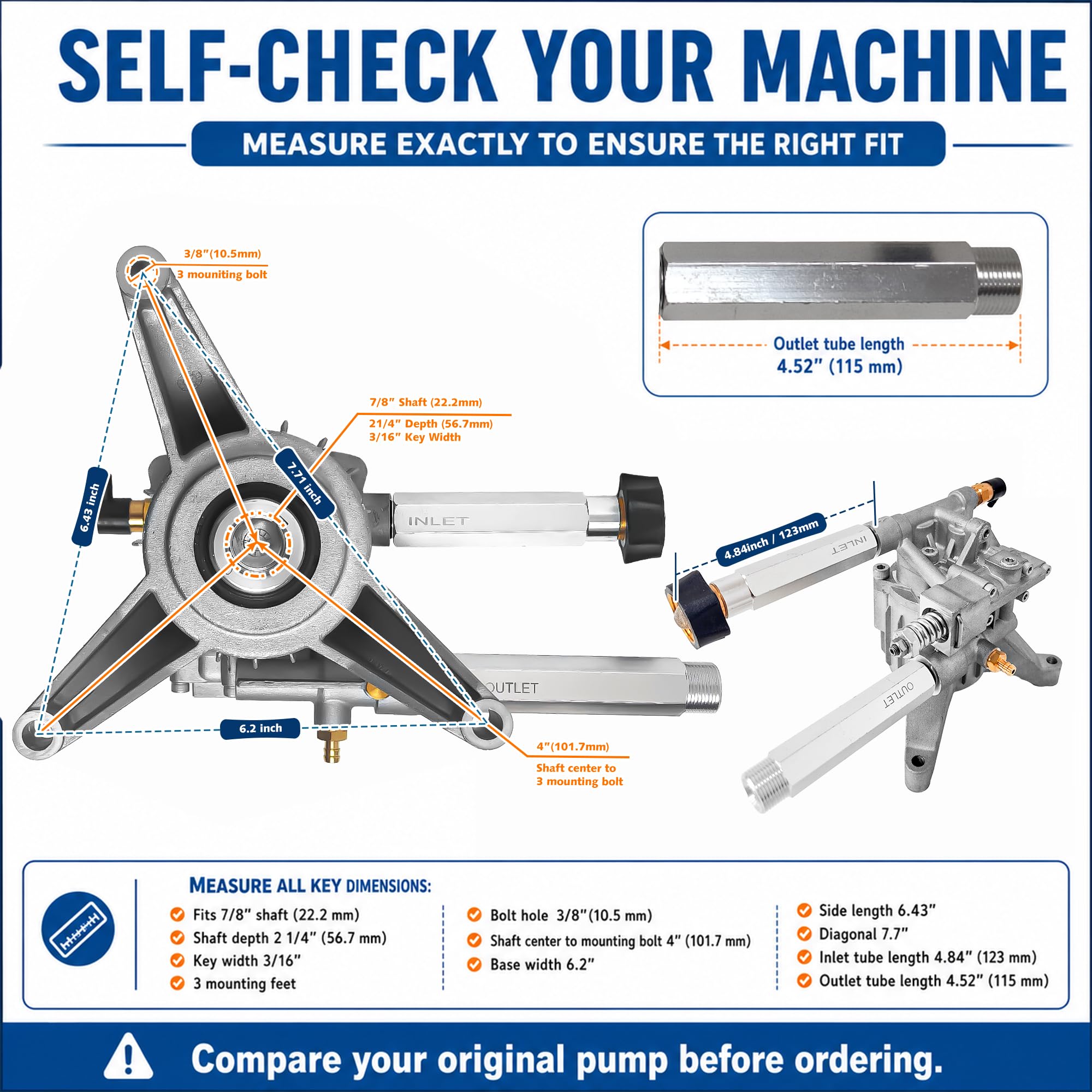 EZJOB shaft key and SAE flange included for secure engine coupling