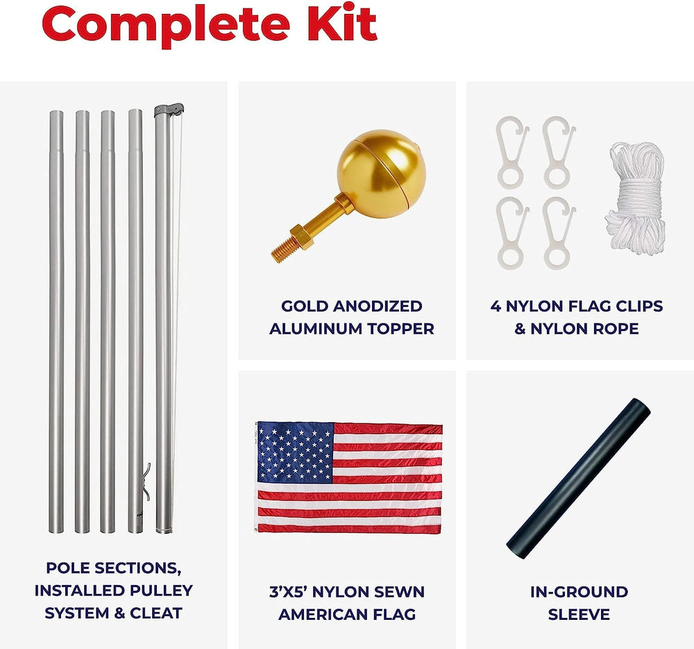 Ezpole gold anodized ball top highlighting rust-free decorative cap.