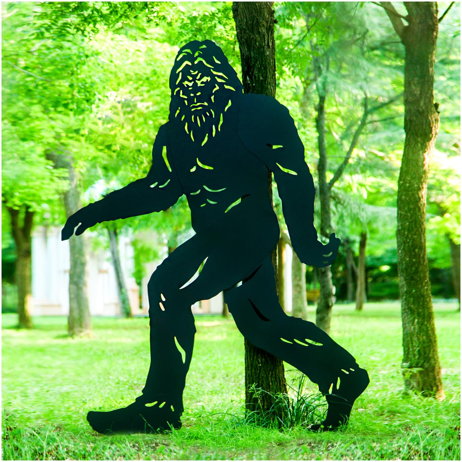 EZTZEN Bigfoot front view showing full silhouette and yard impact