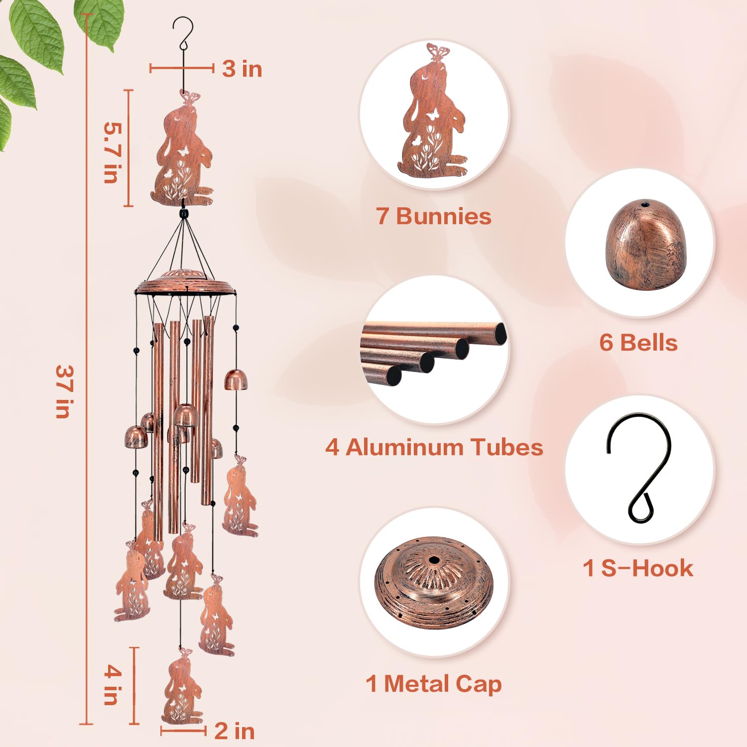 EZTZEN view of aluminum tubes and bells for clear, pleasant melodic sound