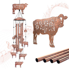 EZTZEN front view of cow wind chime adding rustic charm