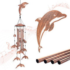 EZTZEN front view of dolphin wind chime showing full design and coastal charm