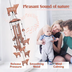 EZTZEN pig wind chime aluminum tubes close-up displaying tuned metal for bright crisp sound