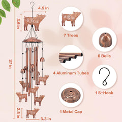 EZTZEN pig wind chime showing bells and decorative top cover with durable weather-resistant finish