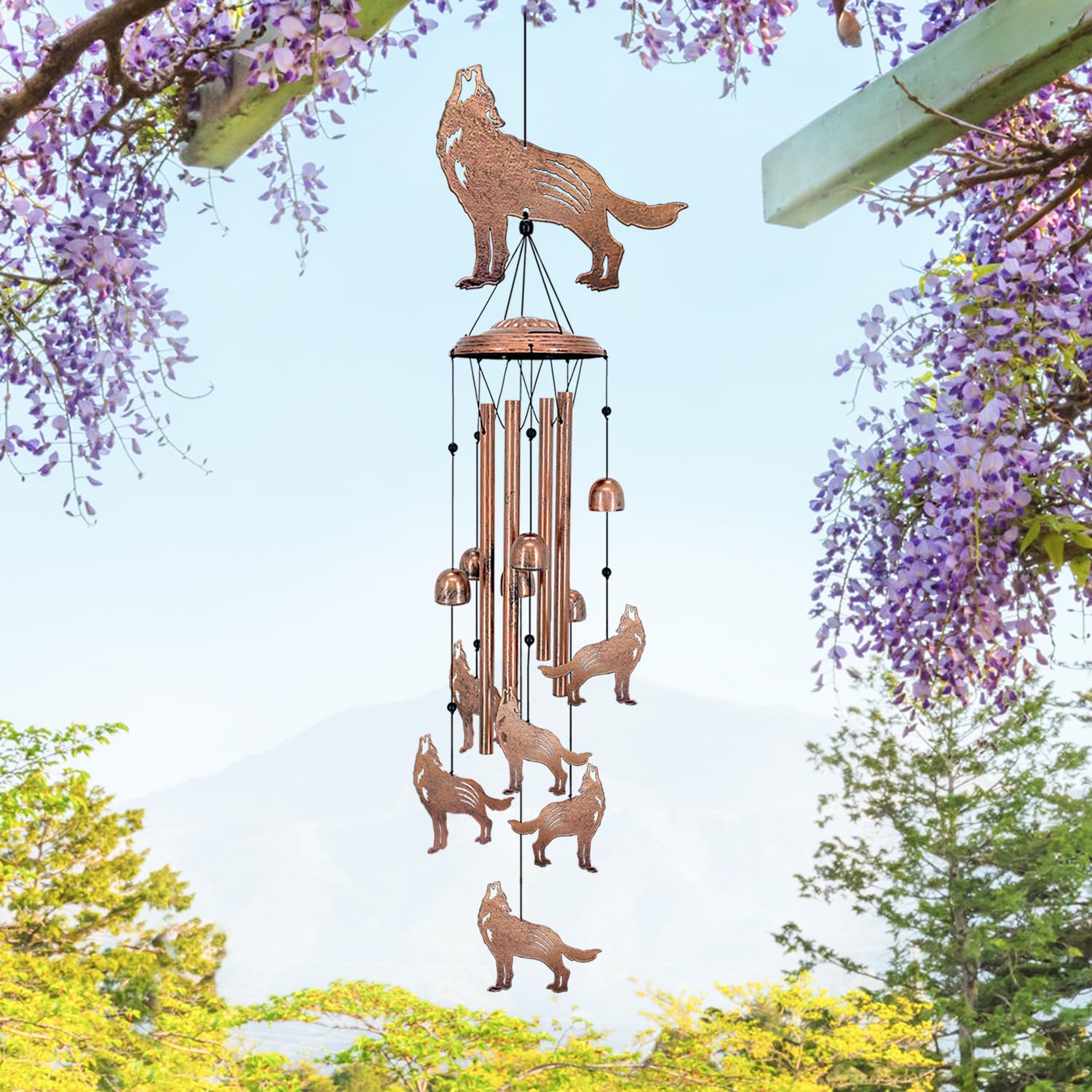 EZTZEN wind chime hanging from tree offering natural garden charm