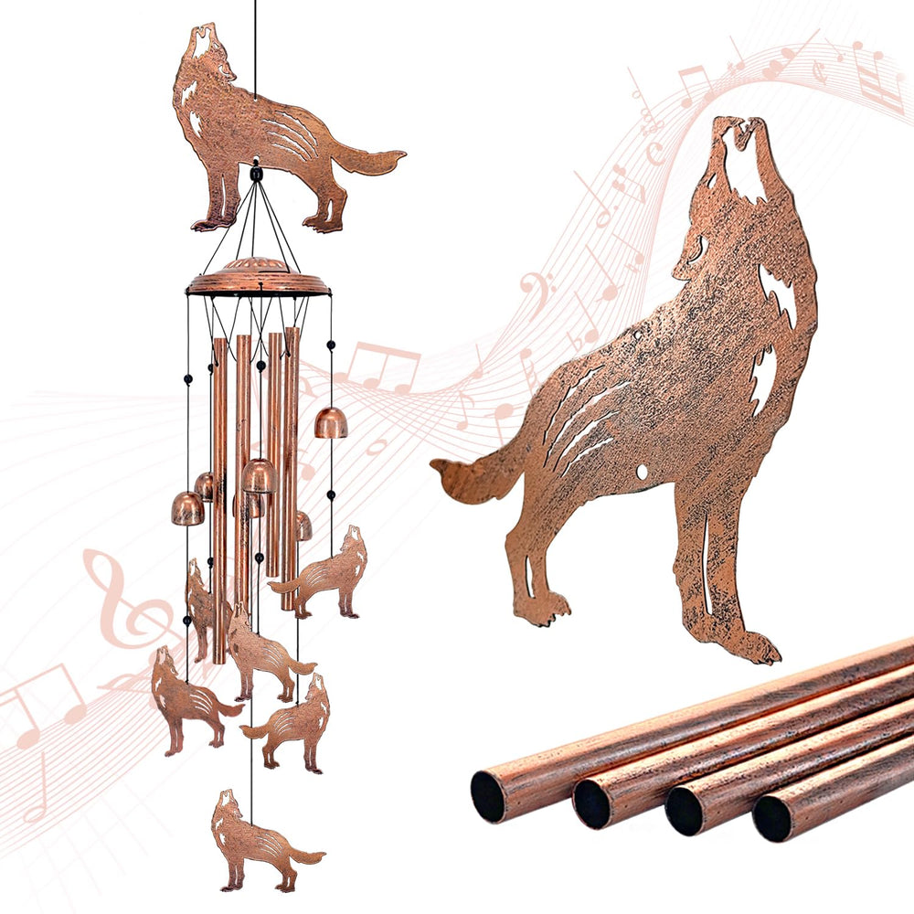 EZTZEN wolf wind chime front view showing full design and melodic appeal