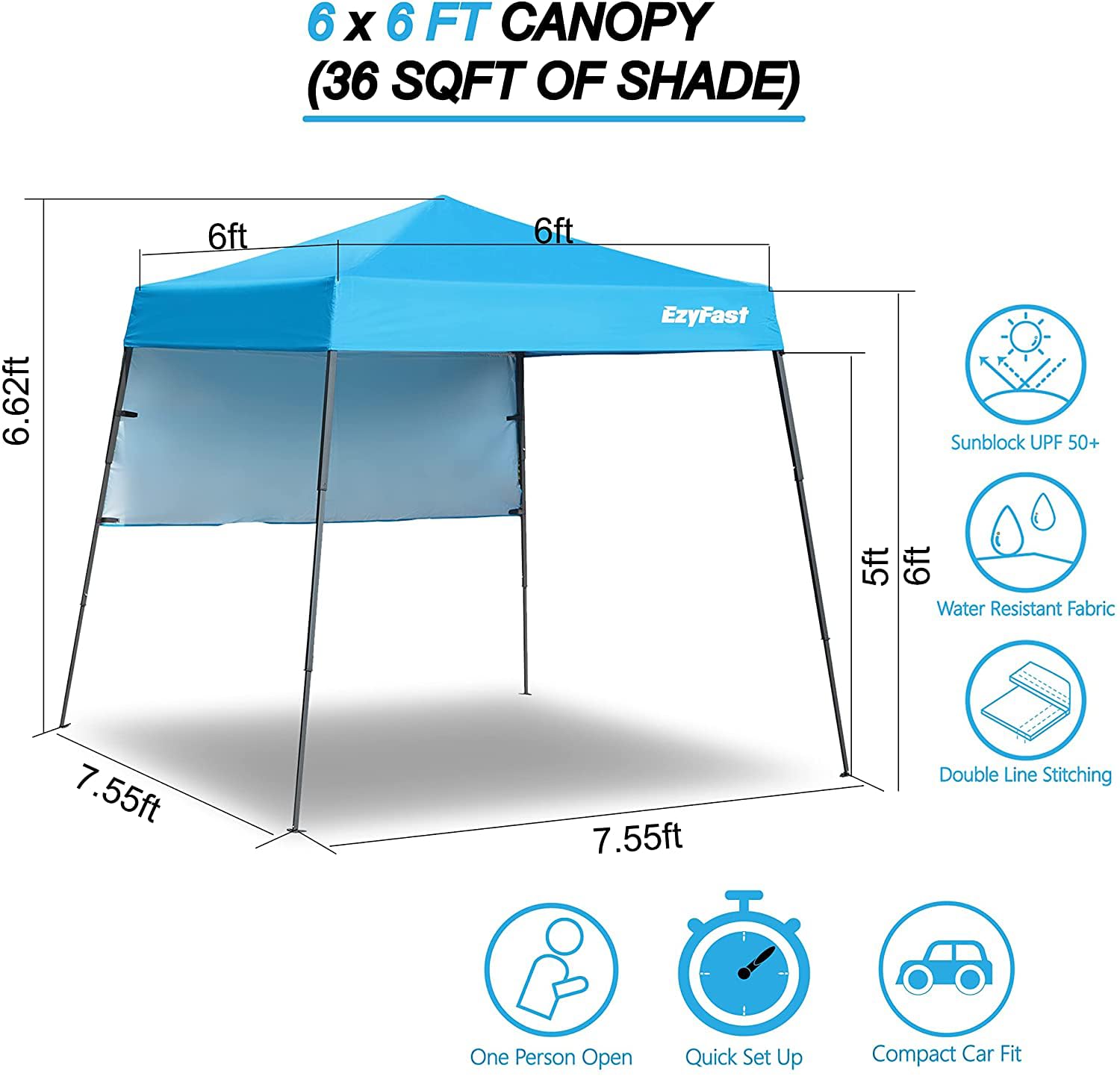 EzyFast canopy in use at beach providing shelter and sun protection