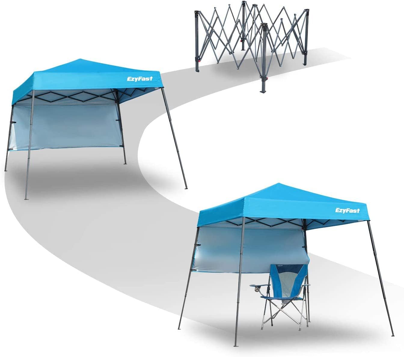 EzyFast side view with 28-inch back wall adding wind and glare defense