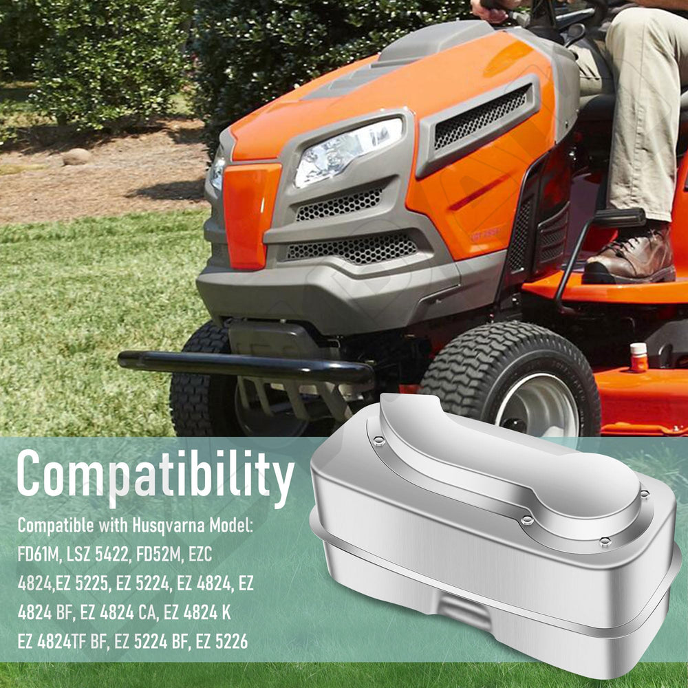 EZYPak muffler label and part stamp confirming compatibility benefit