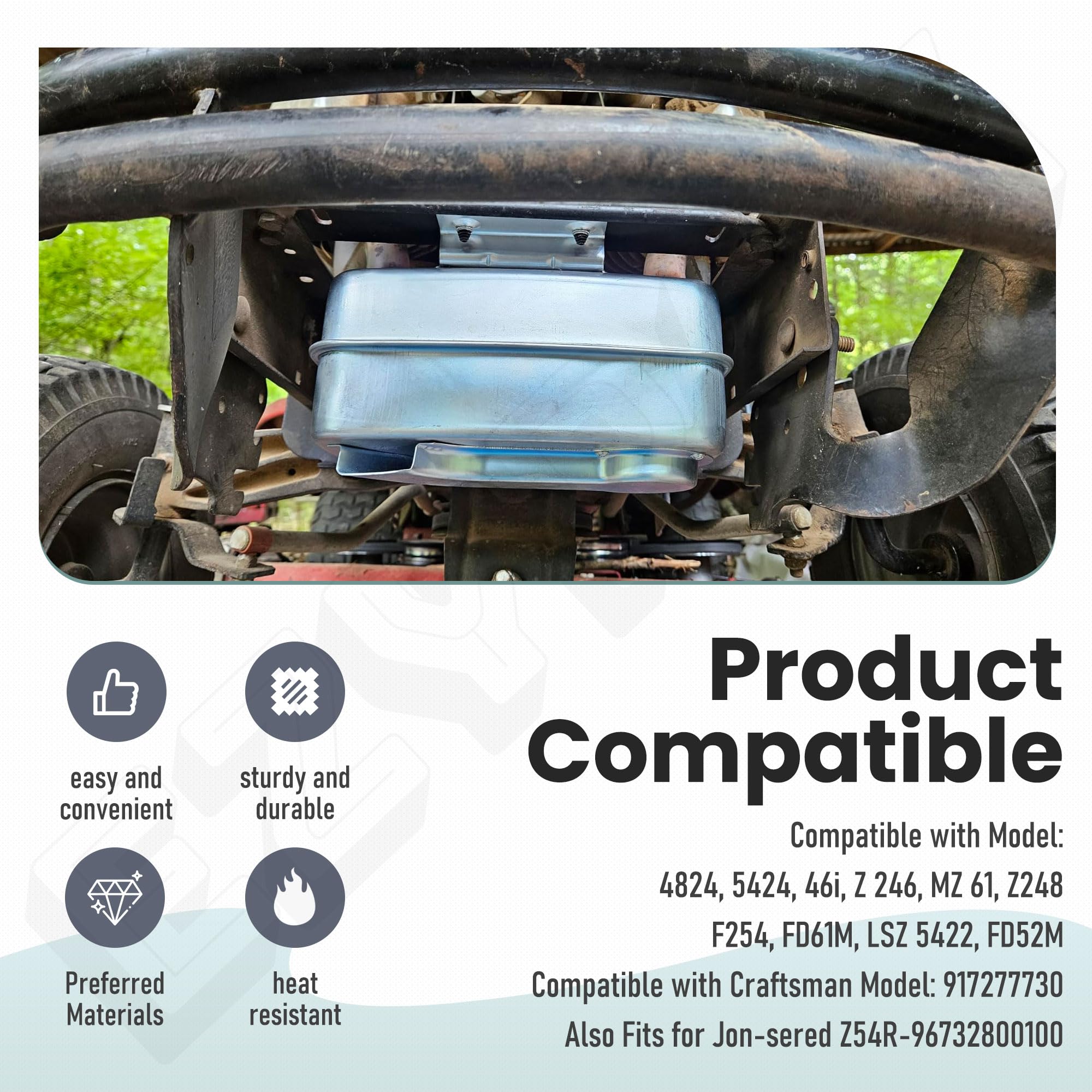 EZYPak muffler installed on mower illustrating restored quiet operation