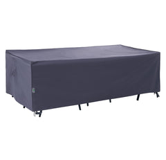 F&J Outdoors front view showing full large grey cover protecting furniture