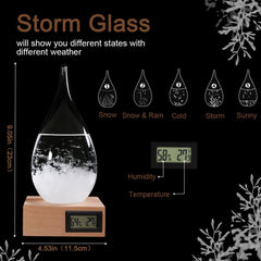F FOXKEY storm glass close-up of crystal patterns revealing visual weather cues