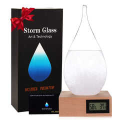 F FOXKEY storm glass front view showing elegant drop shape and decorative clarity