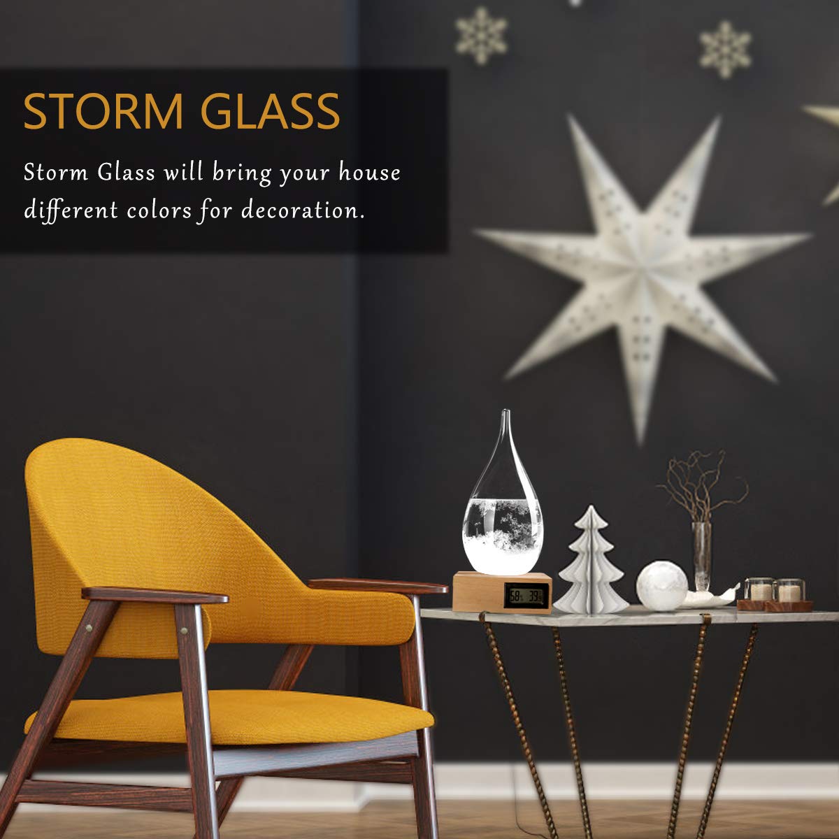 F FOXKEY storm glass on windowsill demonstrating ambient responsiveness and charm
