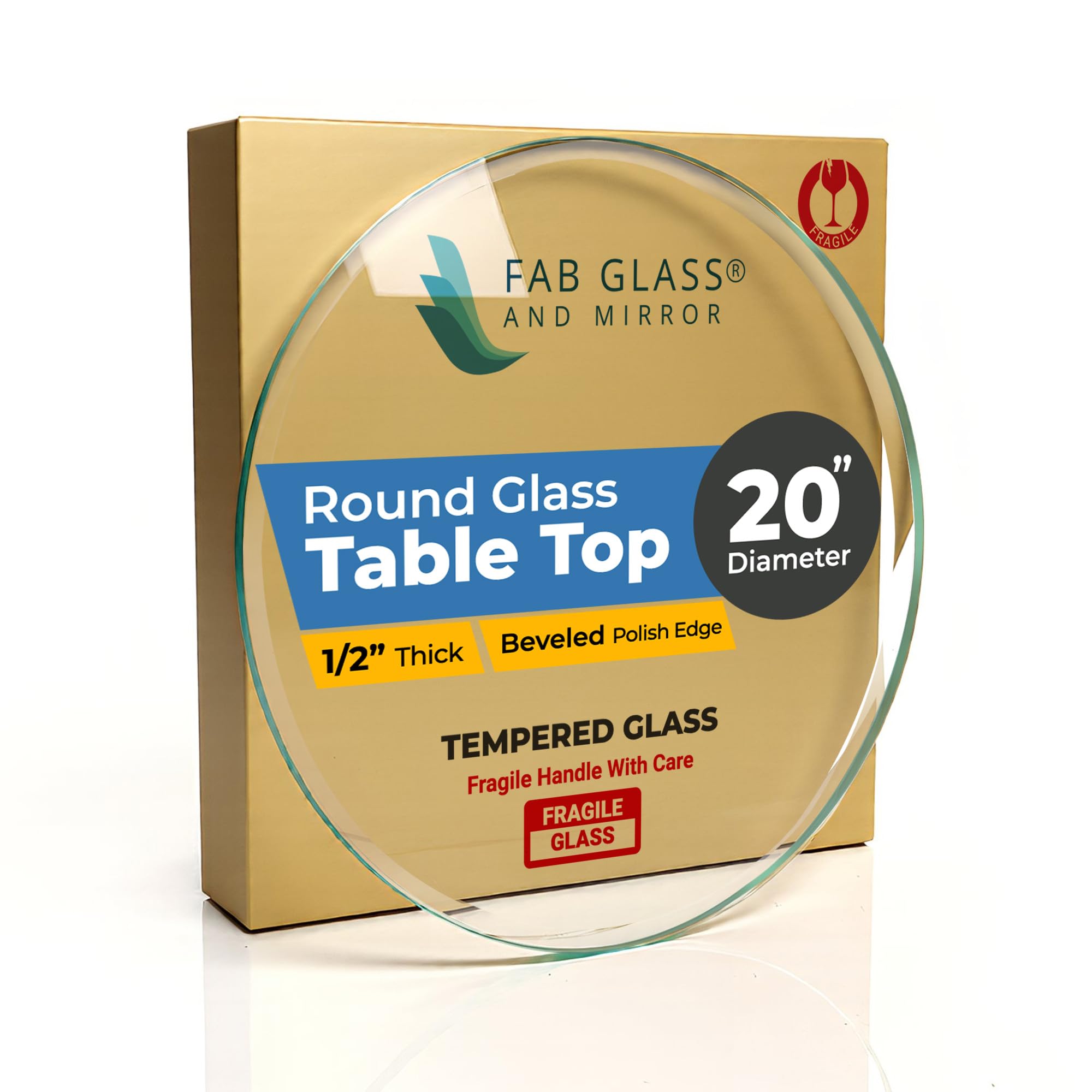 Fab Glass and Mirror front view of 20-inch round tabletop showing clarity and fit