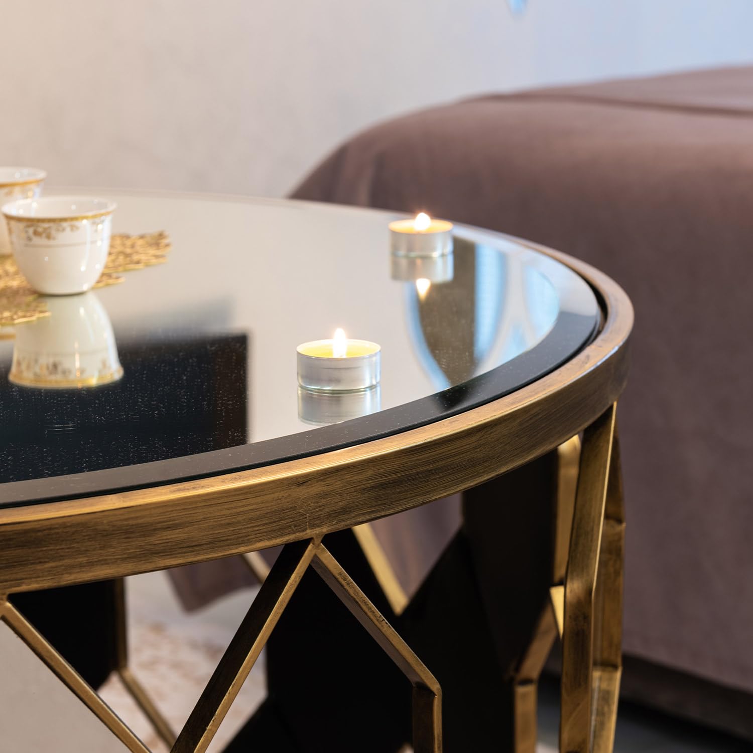 Fab Glass and Mirror reflective surface catching light to visually expand room size